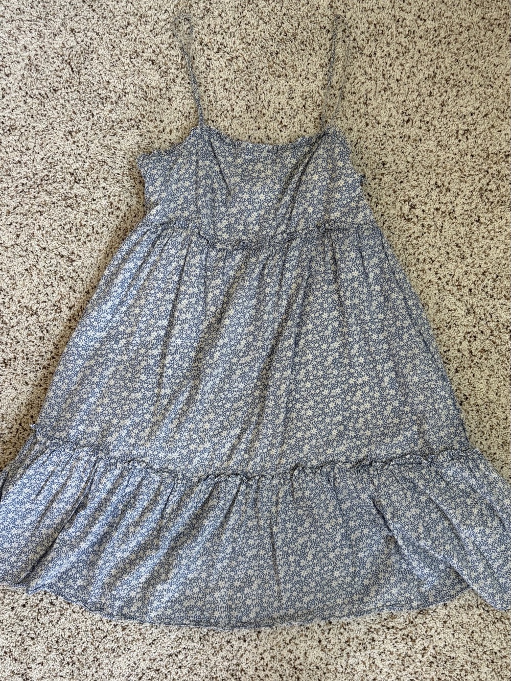 Blue Floral Sundress with Ruffle Hem